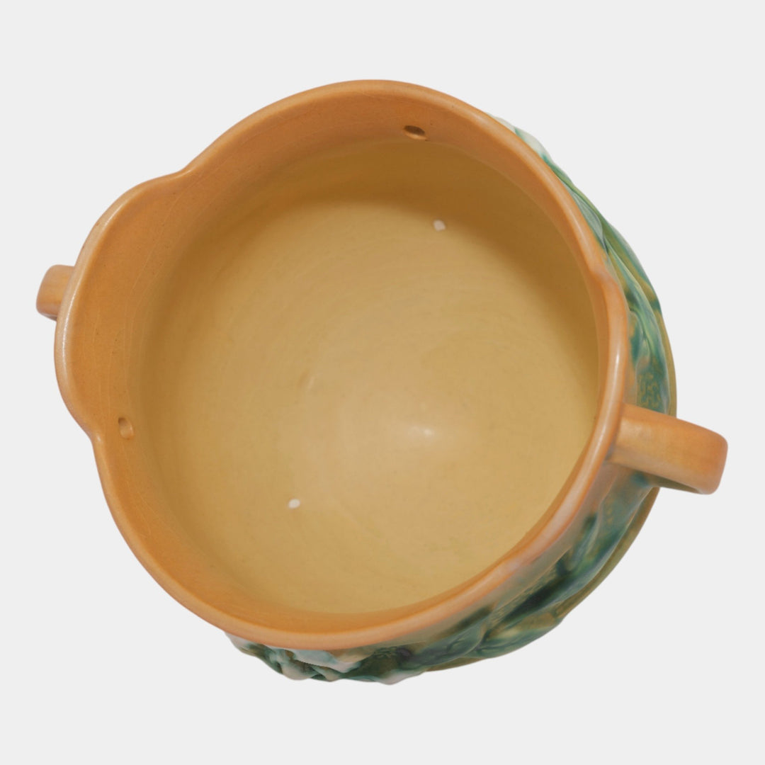 Roseville Gardenia Tan 1950 Mid Century Modern Pottery Hanging Basket 661-5