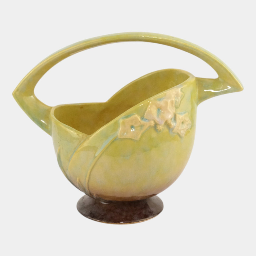 Roseville Wincraft Green 1948 Mid Century Modern Pottery Ceramic Basket 208-8