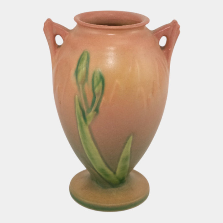 Roseville Iris 1939 Vintage Art Deco Pottery Pink Ceramic Vase 915-5