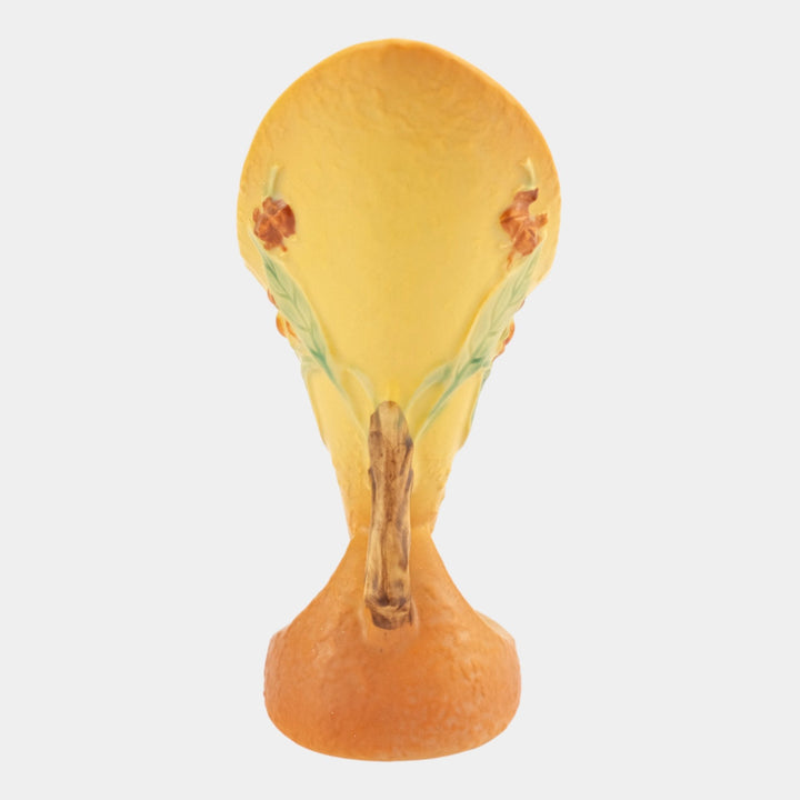 Roseville Bittersweet Yellow 1951 Vintage Pottery Ceramic Cornucopia Vase 822-8