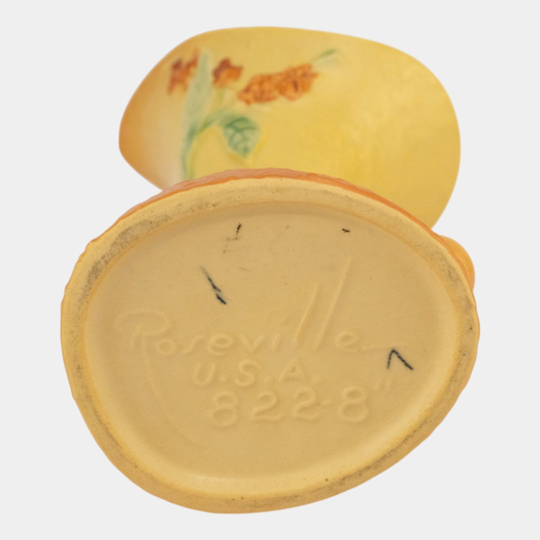 Roseville Bittersweet Yellow 1951 Vintage Pottery Ceramic Cornucopia Vase 822-8