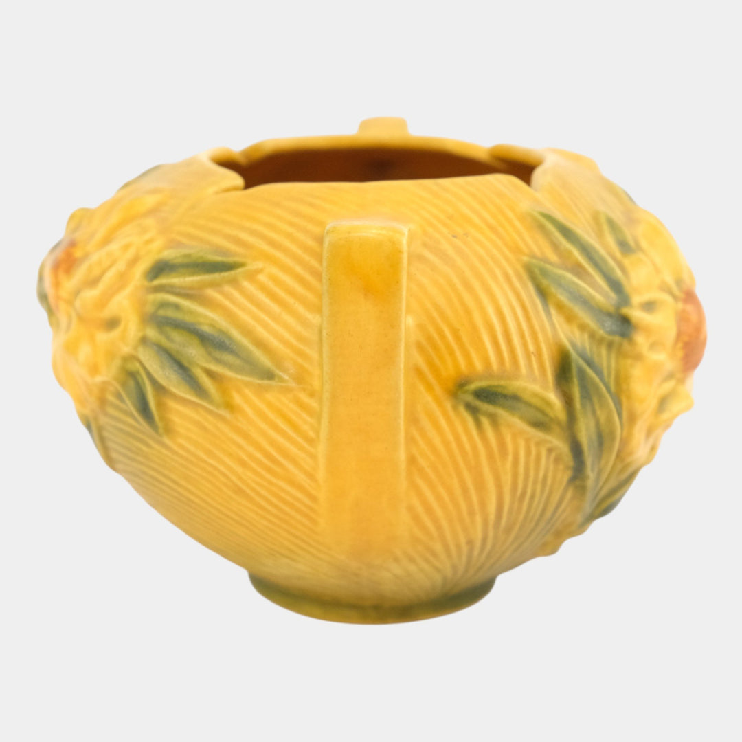 Roseville Peony Yellow 1942 Mid Century Modern Art Pottery Planter Bowl 427-4