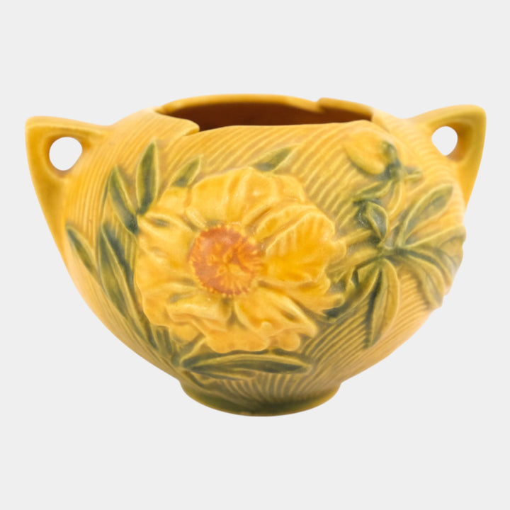Roseville Peony Yellow 1942 Mid Century Modern Art Pottery Planter Bowl 427-4