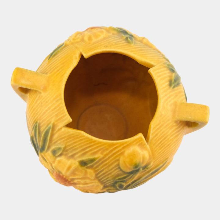 Roseville Peony Yellow 1942 Mid Century Modern Art Pottery Planter Bowl 427-4
