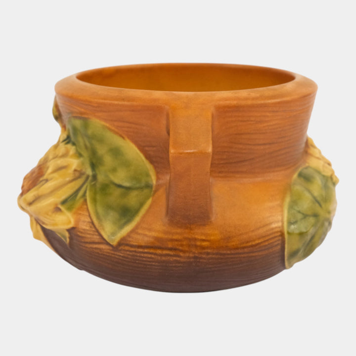 Roseville Water Lily Brown 1943 Art Pottery Ceramic Jardiniere Planter 663-5