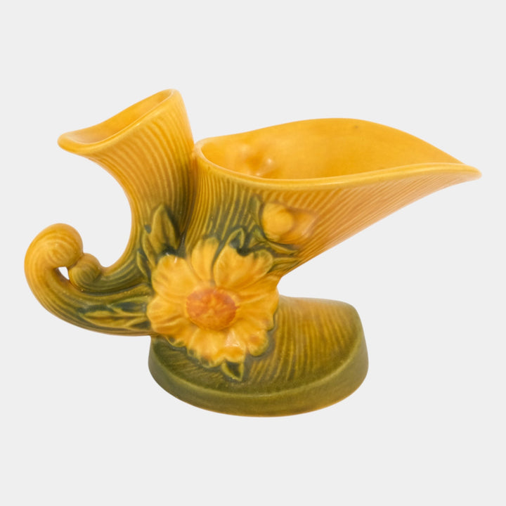 Roseville Peony Yellow 1942 Vintage Art Pottery Double Cornucopia Vase 172