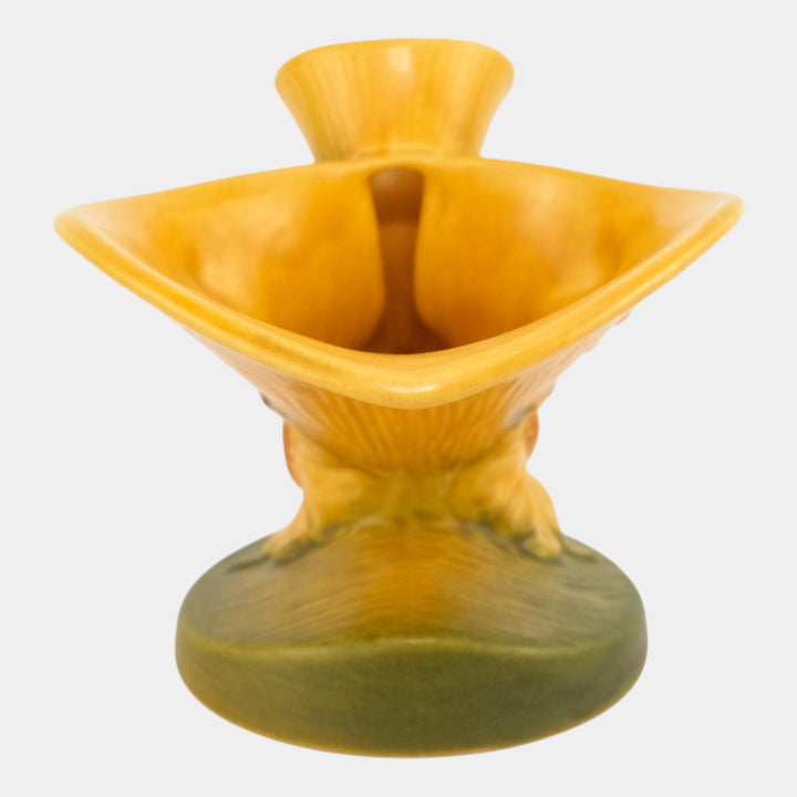 Roseville Peony Yellow 1942 Vintage Art Pottery Double Cornucopia Vase 172