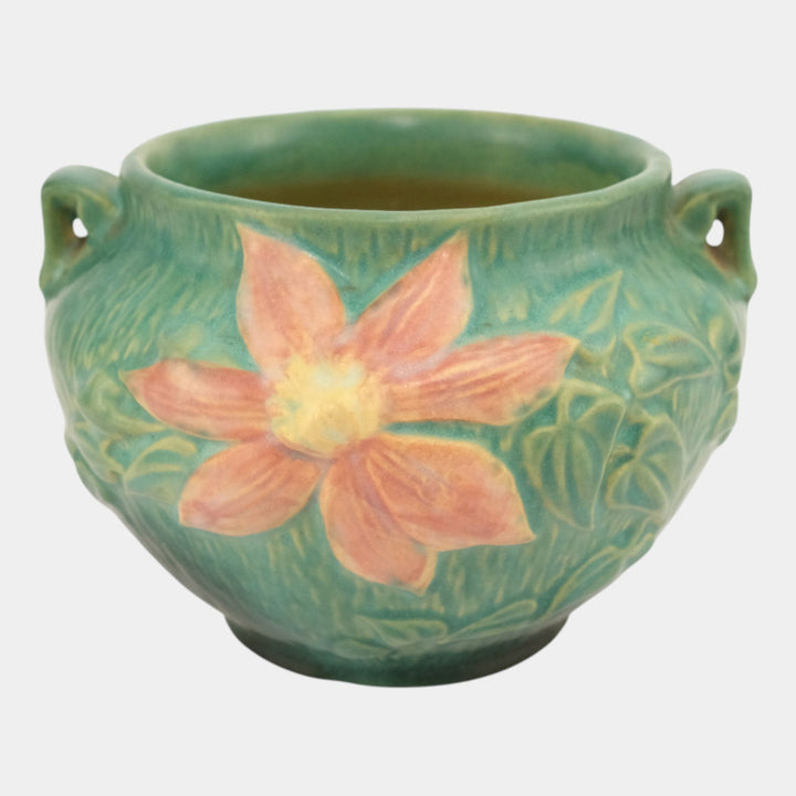 Roseville Clematis Green 1944 Vintage Pottery Ceramic Jardiniere Planter 667-4