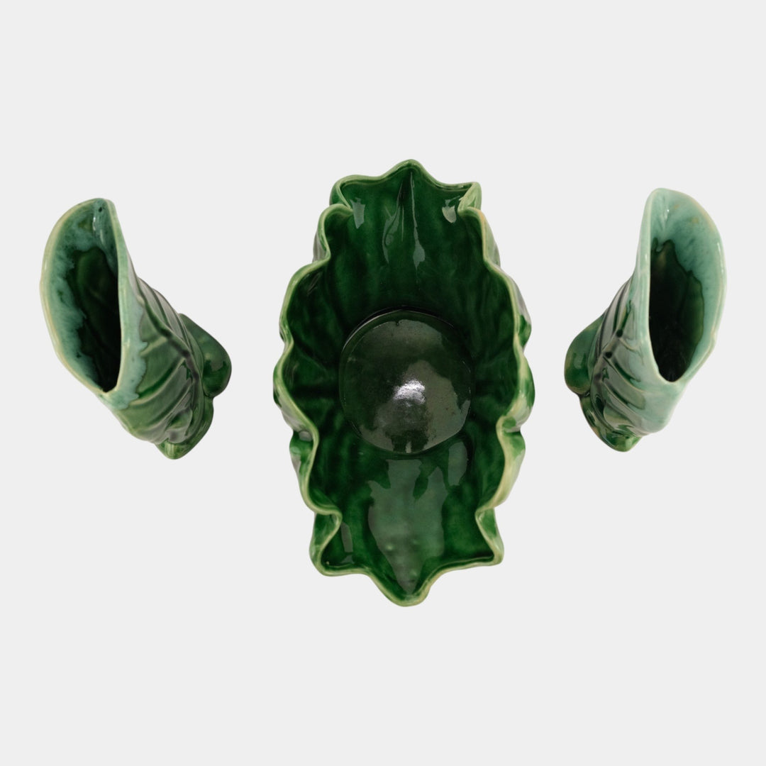 Anna Van Briggle Mid Century Modern Green Leaf Bowl Bud Vase - Just Art Pottery