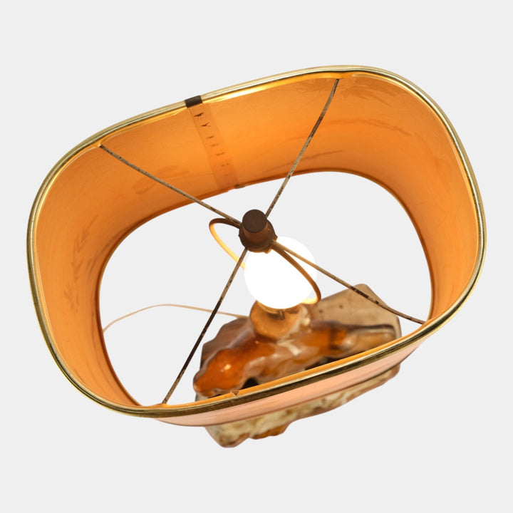 Anna Van Briggle Vintage Art Pottery Brown Lion Lamp