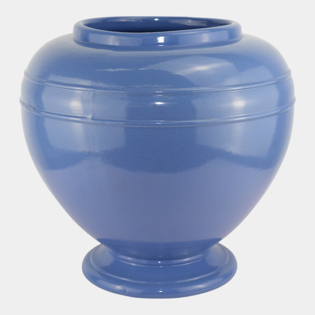 Robinson Ransbottom Crown Pottery Blue Mid Century Art Pottery Bulbous Vase