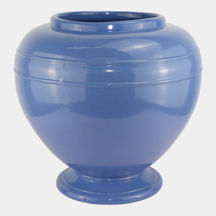 Robinson Ransbottom Crown Pottery Blue Mid Century Art Pottery Bulbous Vase