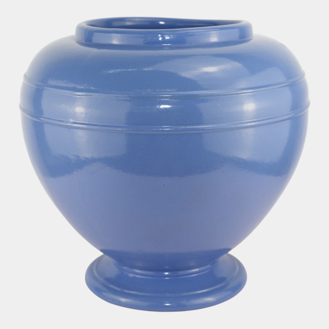 Robinson Ransbottom Crown Pottery Blue Mid Century Art Pottery Bulbous Vase
