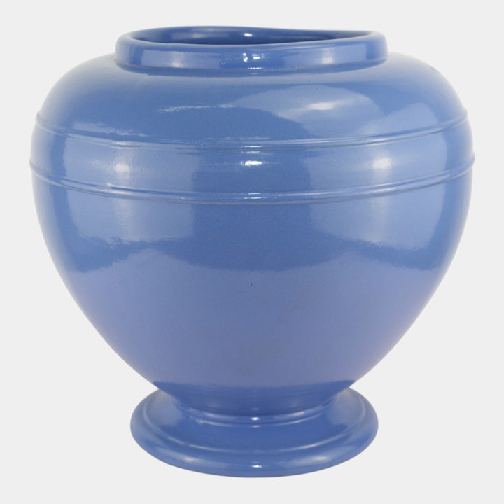 Robinson Ransbottom Crown Pottery Blue Mid Century Art Pottery Bulbous Vase