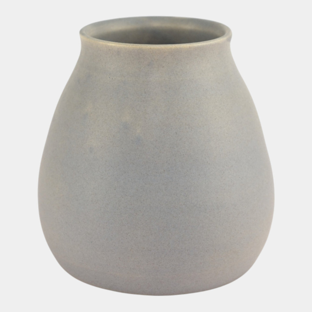 Ephraim Faience 1999 Arts And Crafts Bulbous Winter Blue Pear Vase - Just Art Pottery