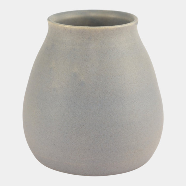 Ephraim Faience 1999 Arts And Crafts Bulbous Winter Blue Pear Vase - Just Art Pottery