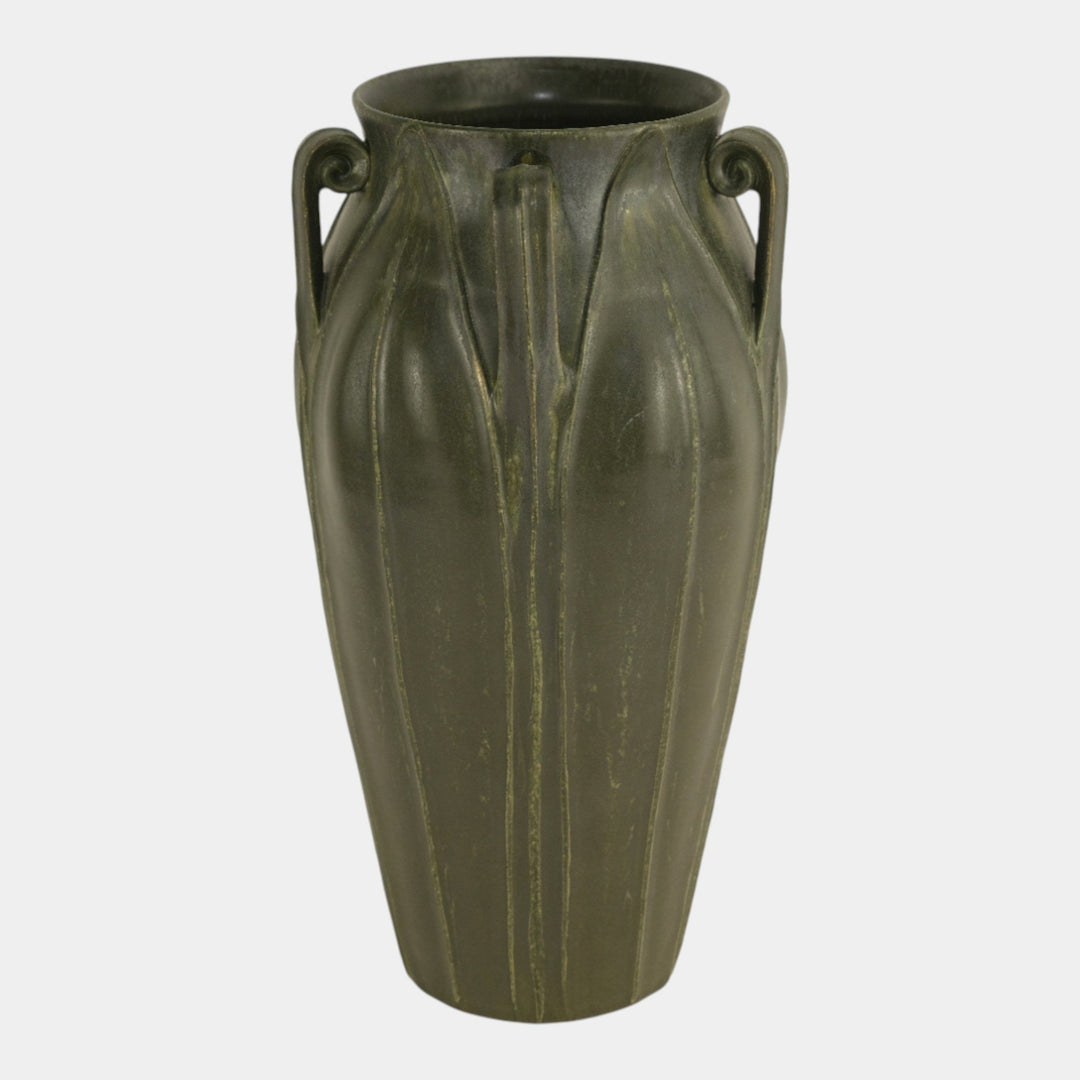 Ephraim Faience 2003 Arts And Crafts Matte Chestnut Glaze Boston Fern Vase - Just Art Pottery