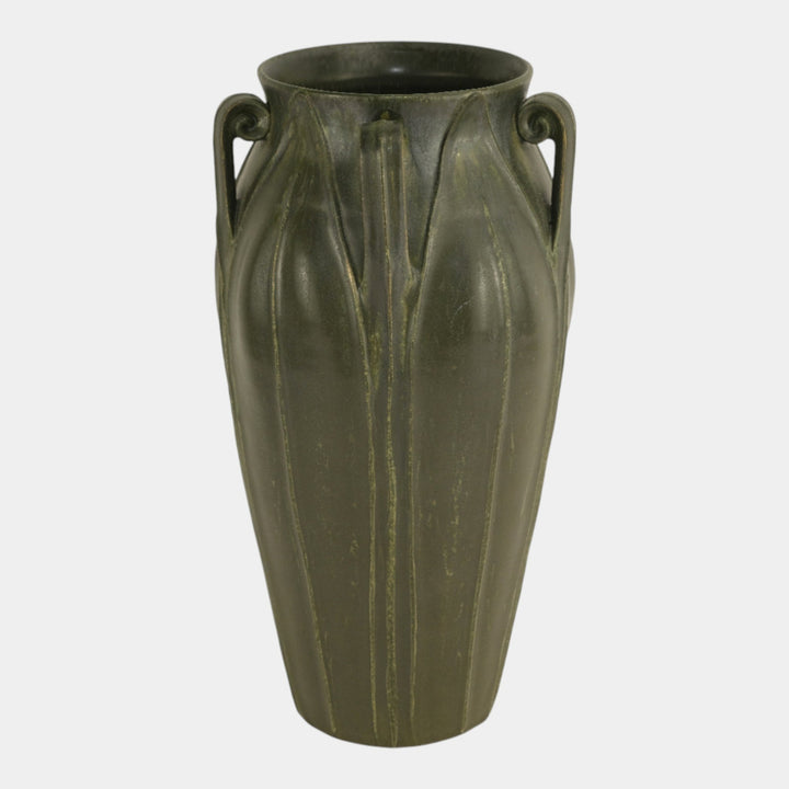 Ephraim Faience 2003 Arts And Crafts Matte Chestnut Glaze Boston Fern Vase - Just Art Pottery