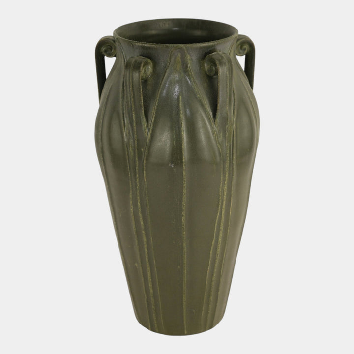 Ephraim Faience 2003 Arts And Crafts Matte Chestnut Glaze Boston Fern Vase - Just Art Pottery