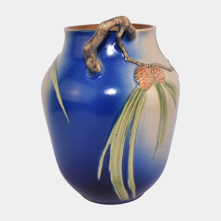 Roseville Pine Cone Blue 1936 Vintage Art Deco Pottery Ceramic Vase 711-10