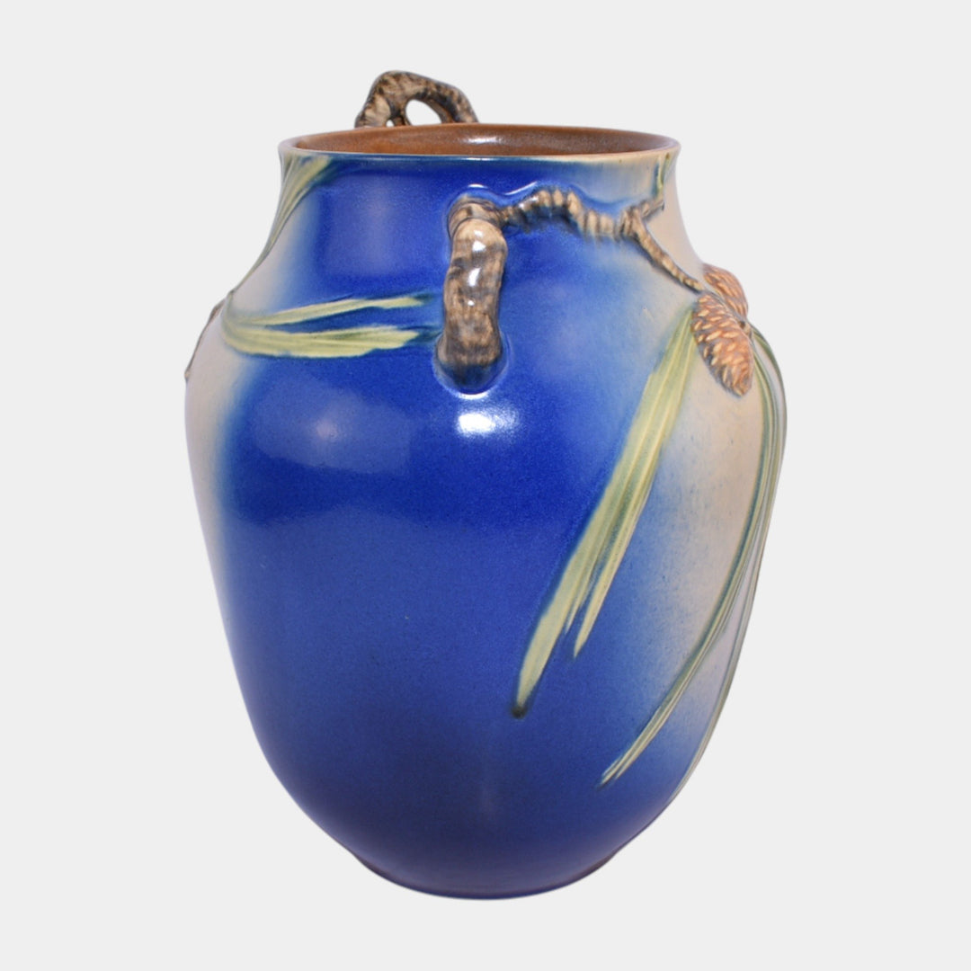 Roseville Pine Cone Blue 1936 Vintage Art Deco Pottery Ceramic Vase 711-10