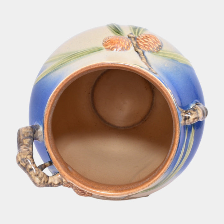 Roseville Pine Cone Blue 1936 Vintage Art Deco Pottery Ceramic Vase 711-10