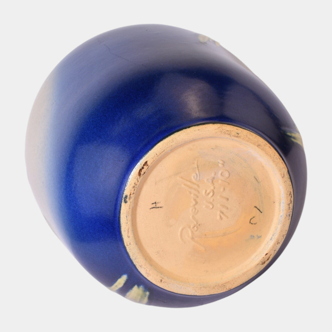 Roseville Pine Cone Blue 1936 Vintage Art Deco Pottery Ceramic Vase 711-10