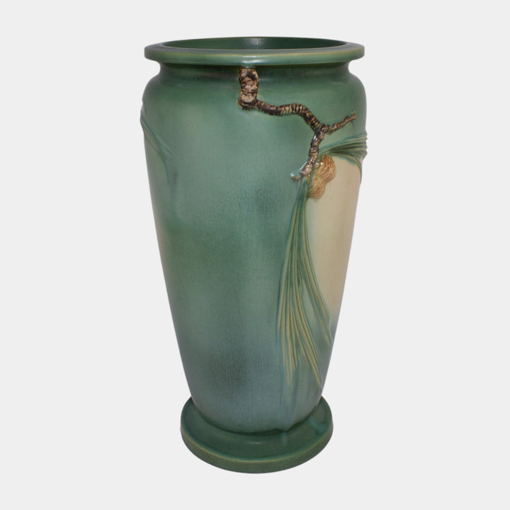 Roseville Pine Cone Green 1936 Vintage Art Pottery Ceramic Umbrella Stand 777-20