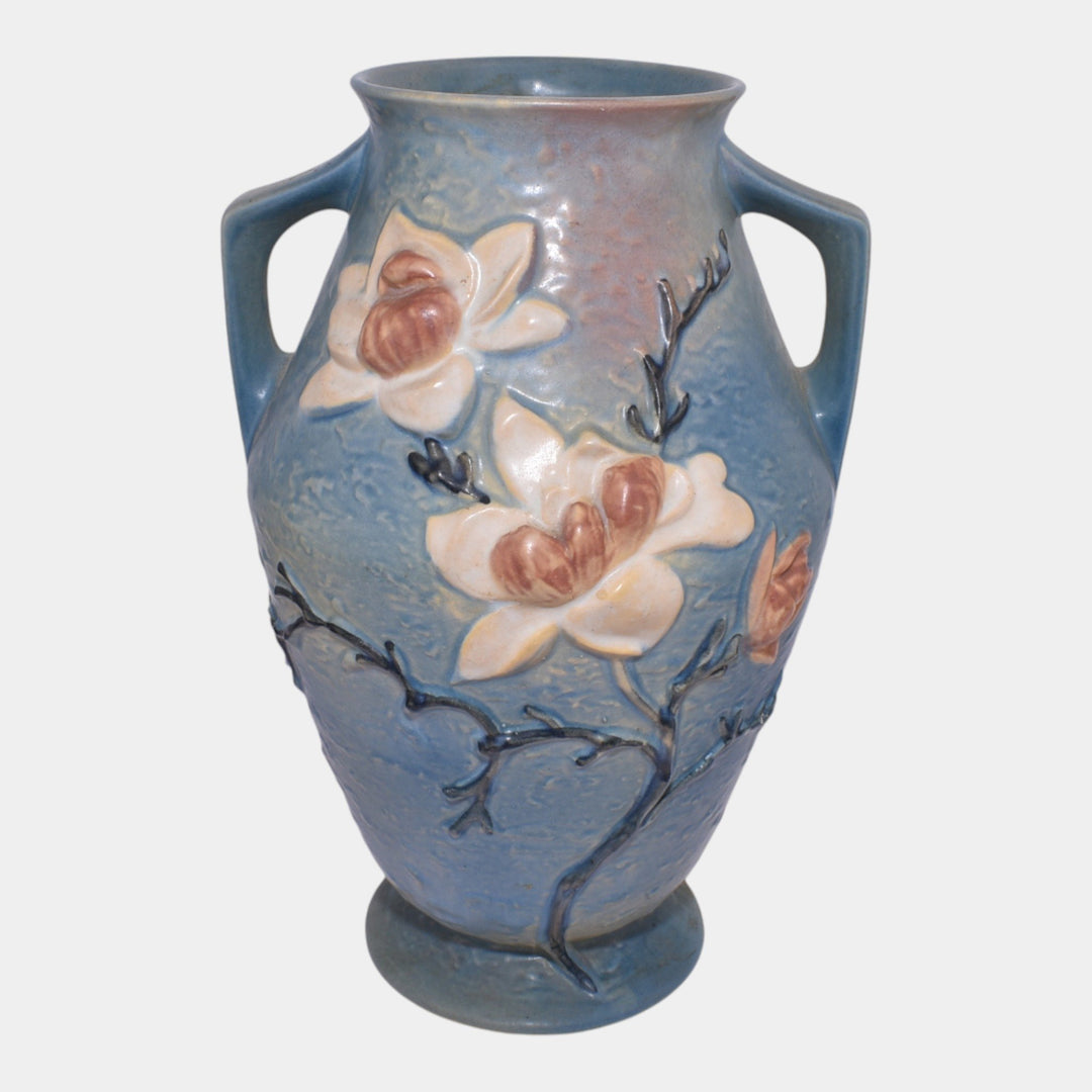 Roseville Magnolia Blue 1943 Vintage Art Pottery Tall Ceramic Floor Vase 97-14 - Just Art Pottery