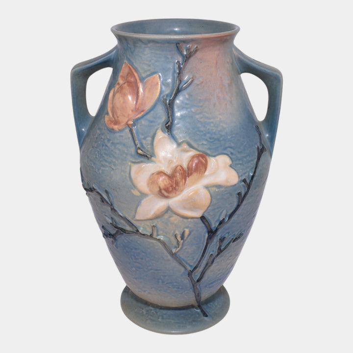Roseville Magnolia Blue 1943 Vintage Art Pottery Tall Ceramic Floor Vase 97-14 - Just Art Pottery
