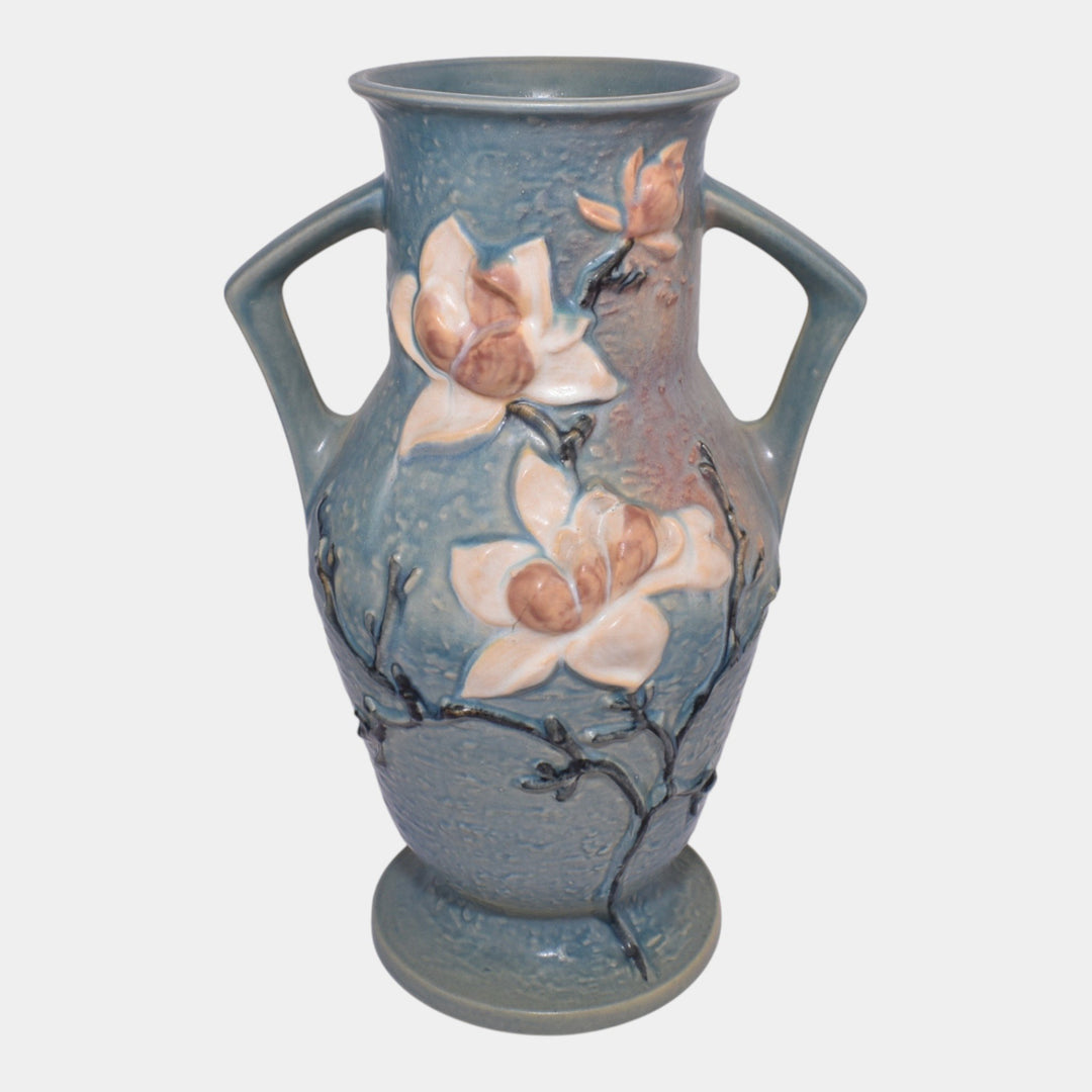 Roseville Magnolia Blue 1943 Vintage Art Pottery Tall Ceramic Floor Vase 98-15 - Just Art Pottery