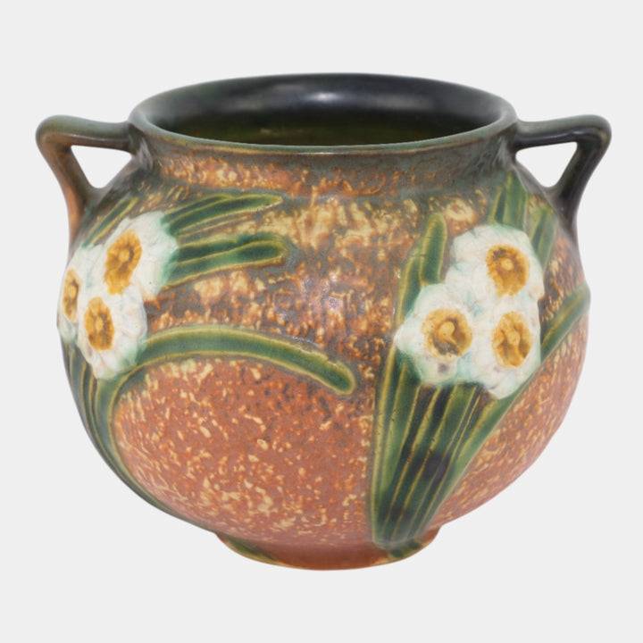 Roseville Jonquil Brown 1931 Vintage Art Pottery Handled Vase 542-5