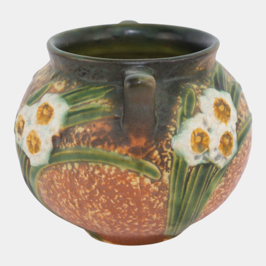 Roseville Jonquil Brown 1931 Vintage Art Pottery Handled Vase 542-5