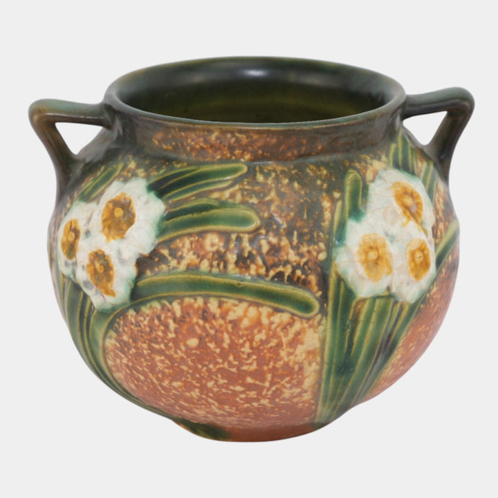 Roseville Jonquil Brown 1931 Vintage Art Pottery Handled Vase 542-5