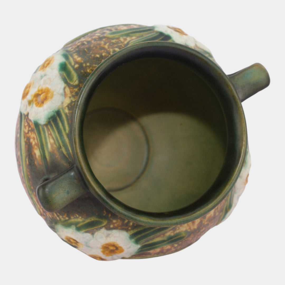 Roseville Jonquil Brown 1931 Vintage Art Pottery Handled Vase 542-5