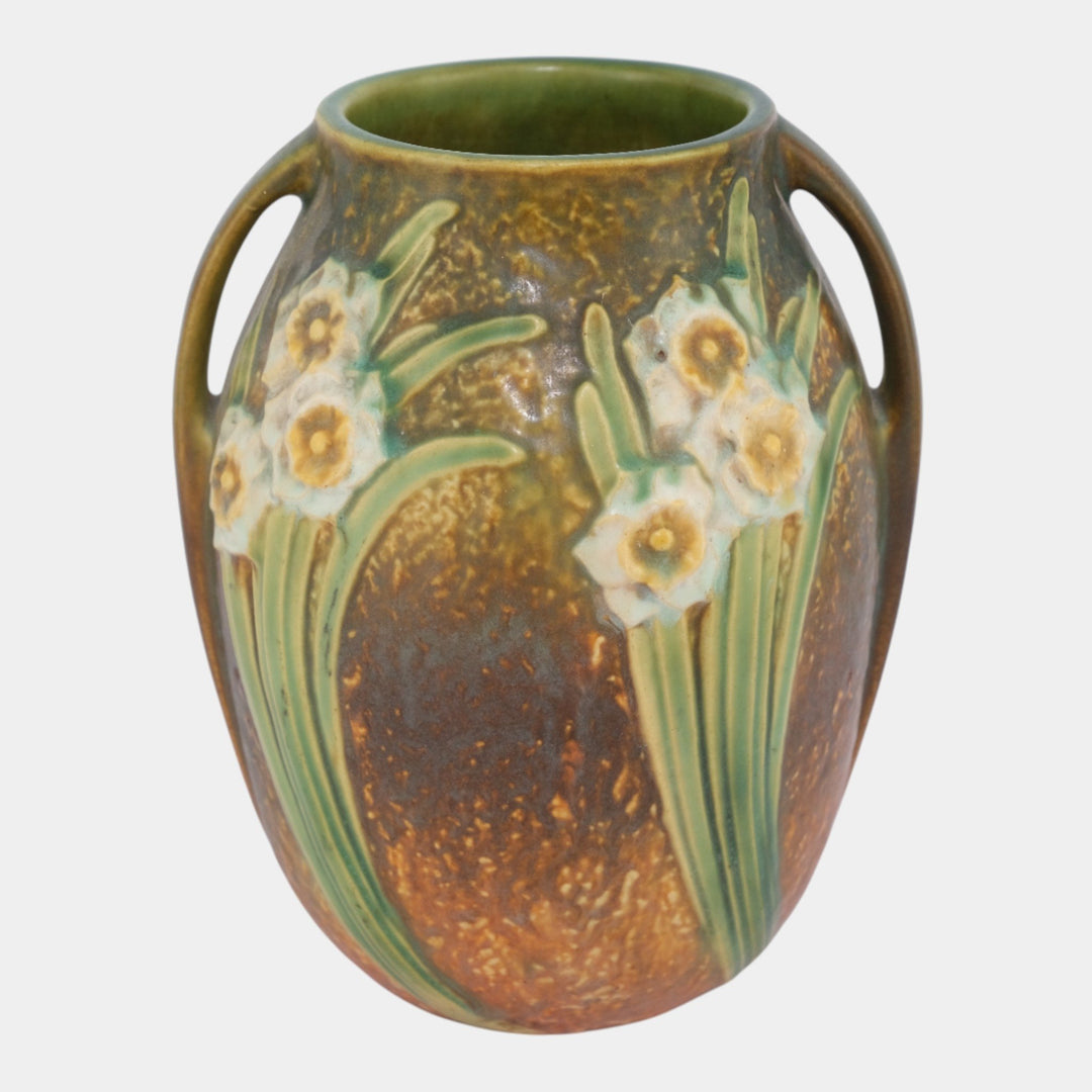 Roseville Jonquil Brown 1931 Vintage Art & Crafts Pottery Ceramic Vase 527-7