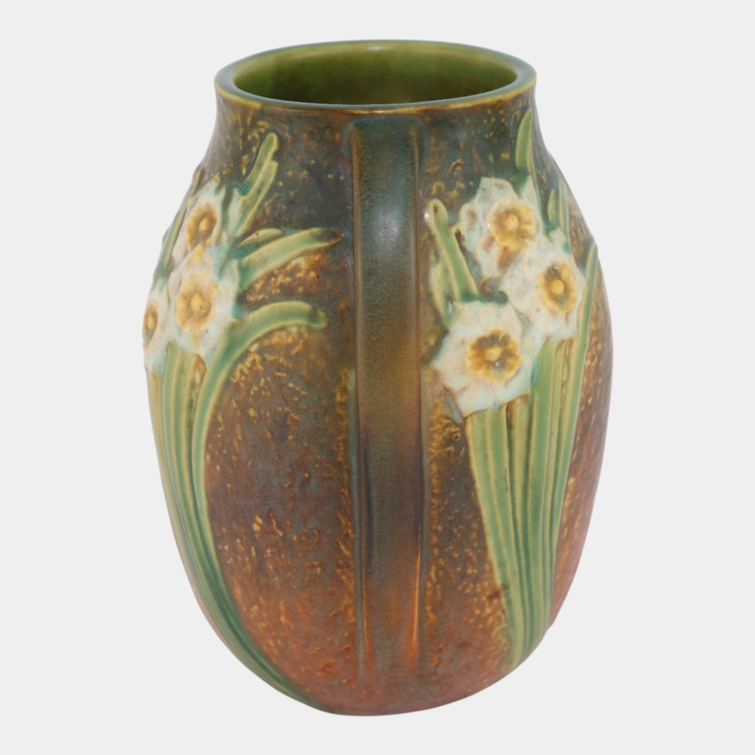 Roseville Jonquil Brown 1931 Vintage Art & Crafts Pottery Ceramic Vase 527-7