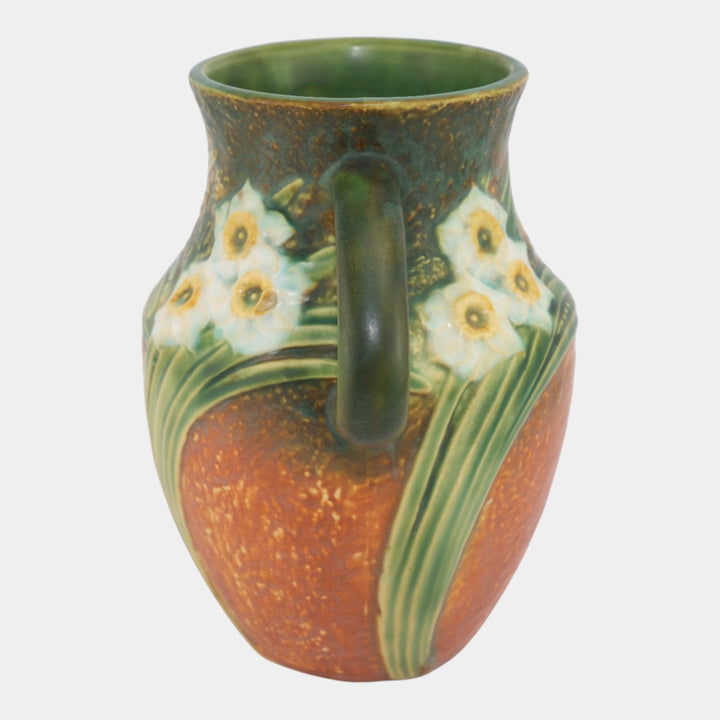 Roseville Jonquil Brown 1931 Vintage Arts & Crafts Pottery Ceramic Vase 529-8