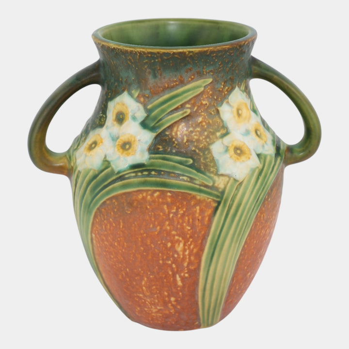 Roseville Jonquil Brown 1931 Vintage Arts & Crafts Pottery Ceramic Vase 529-8