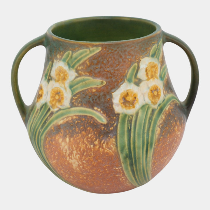 Roseville Jonquil Brown 1931 Vintage Arts And Crafts Pottery Ceramic Vase 526-6