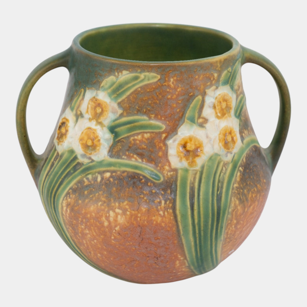 Roseville Jonquil Brown 1931 Vintage Arts And Crafts Pottery Ceramic Vase 526-6