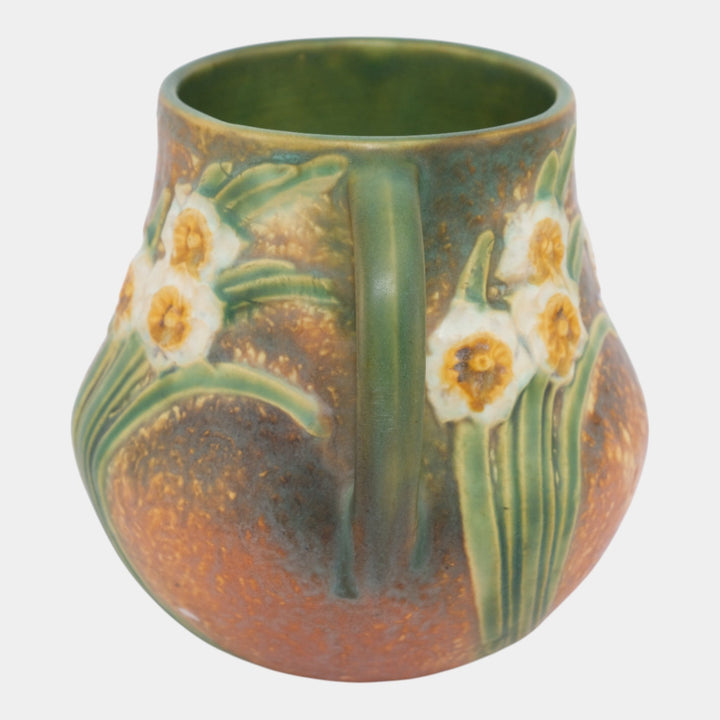 Roseville Jonquil Brown 1931 Vintage Arts And Crafts Pottery Ceramic Vase 526-6