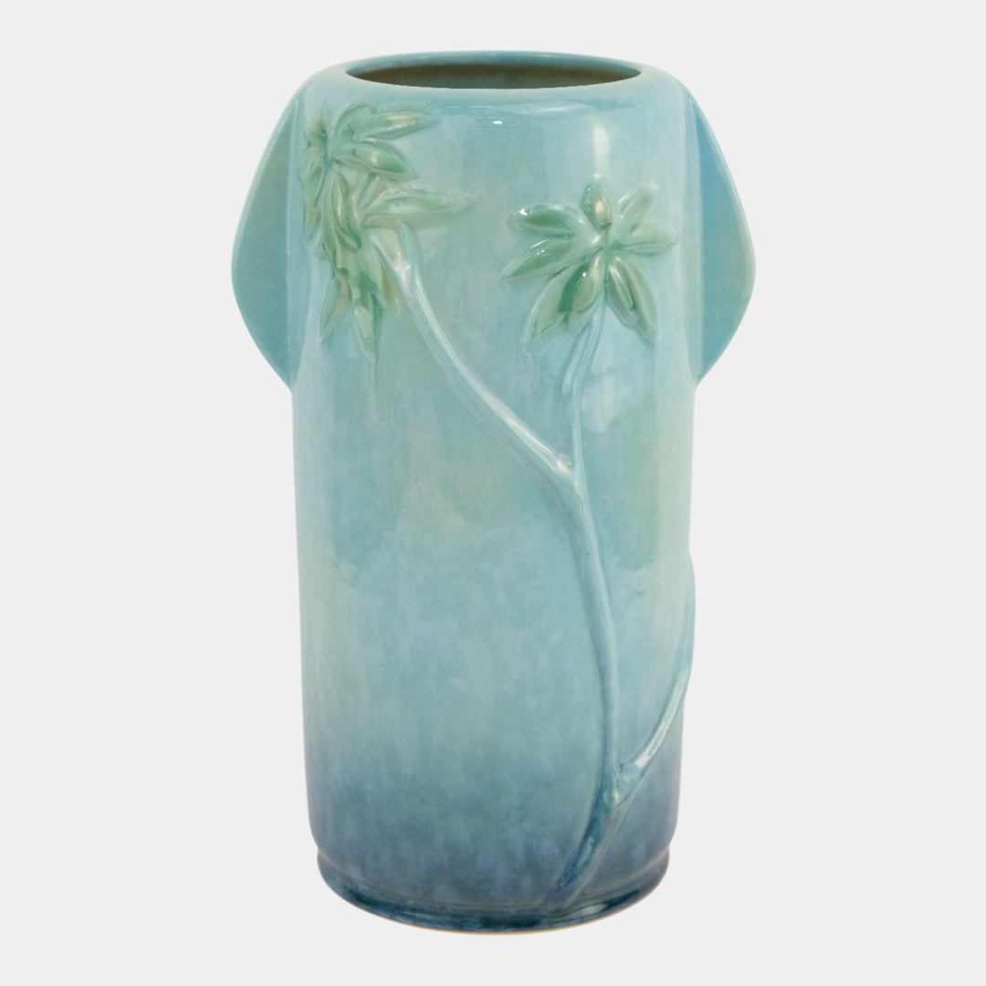 Roseville Wincraft Blue 1948 Mid Century Art Pottery Black Panther Vase 290-11