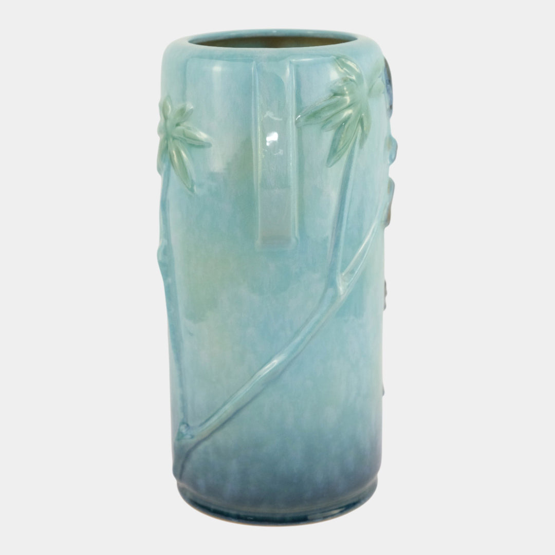 Roseville Wincraft Blue 1948 Mid Century Art Pottery Black Panther Vase 290-11