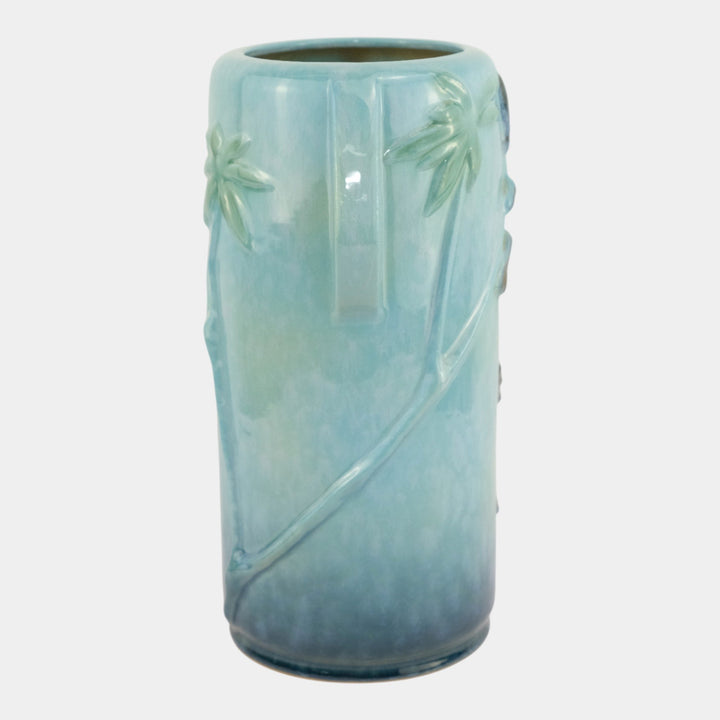 Roseville Wincraft Blue 1948 Mid Century Art Pottery Black Panther Vase 290-11