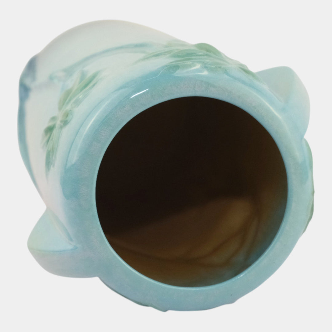 Roseville Wincraft Blue 1948 Mid Century Art Pottery Black Panther Vase 290-11