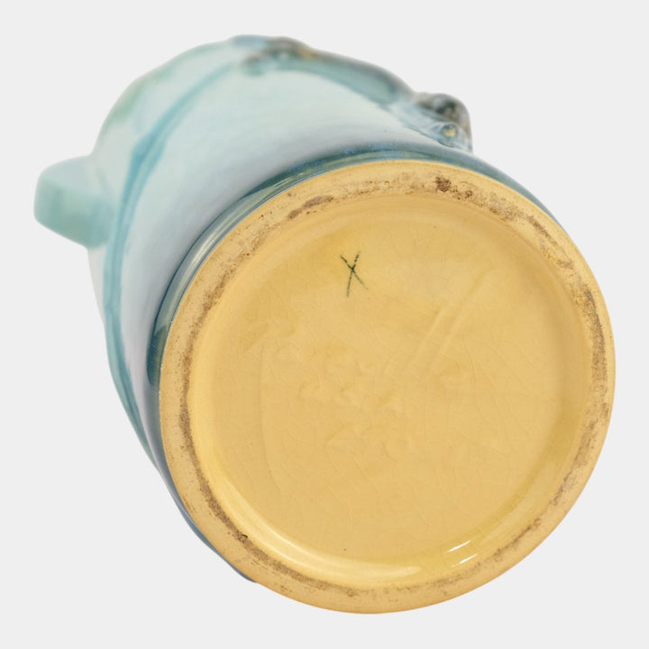 Roseville Wincraft Blue 1948 Mid Century Art Pottery Black Panther Vase 290-11