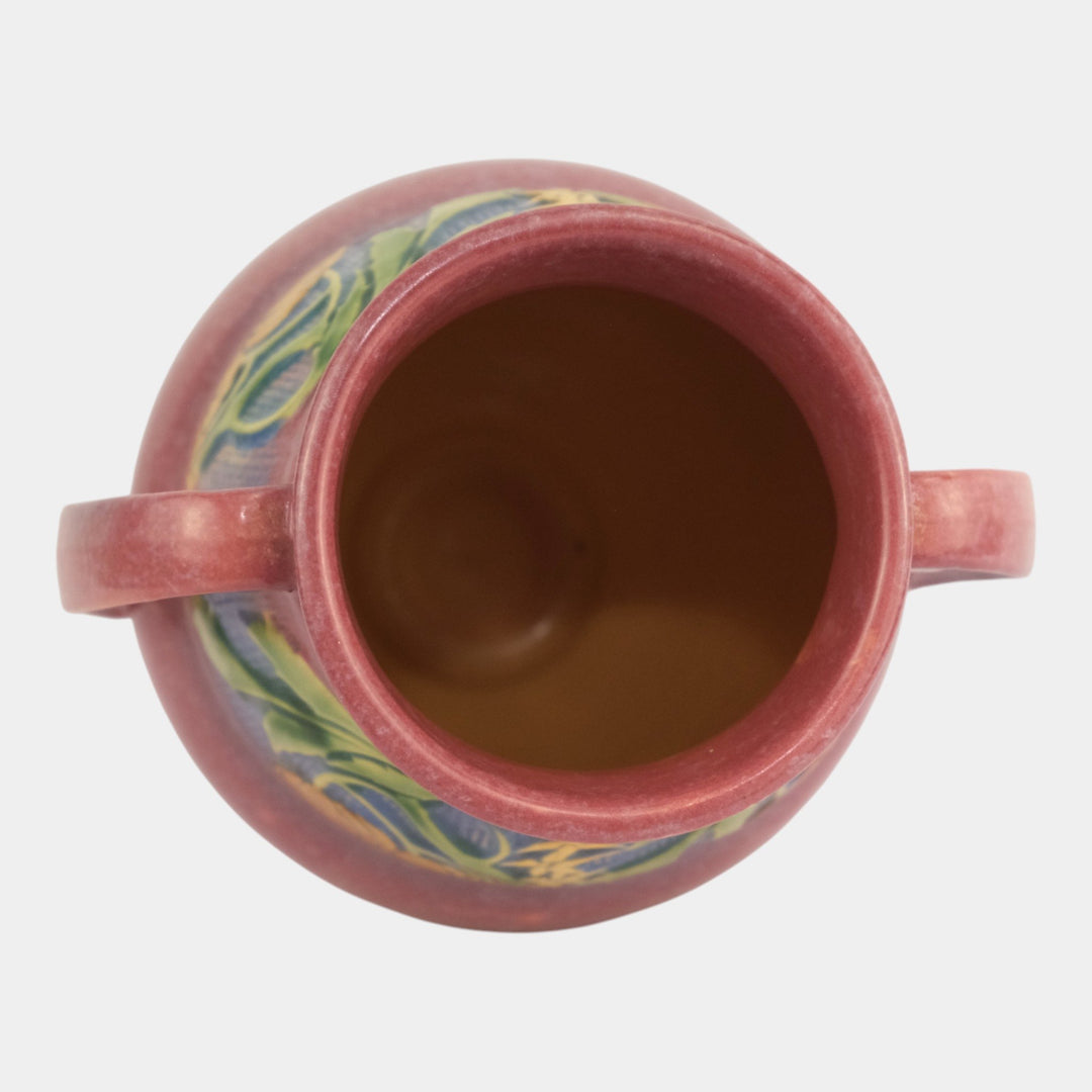 Roseville Baneda Pink 1932 Vintage Art Deco Pottery Ceramic Flower Vase 596-9