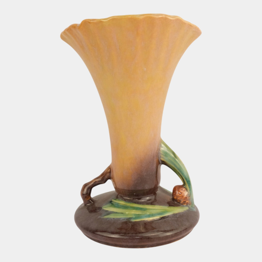 Roseville Wincraft Orange 1948 Mid Century Modern Pottery Pine Cone Vase 283-8