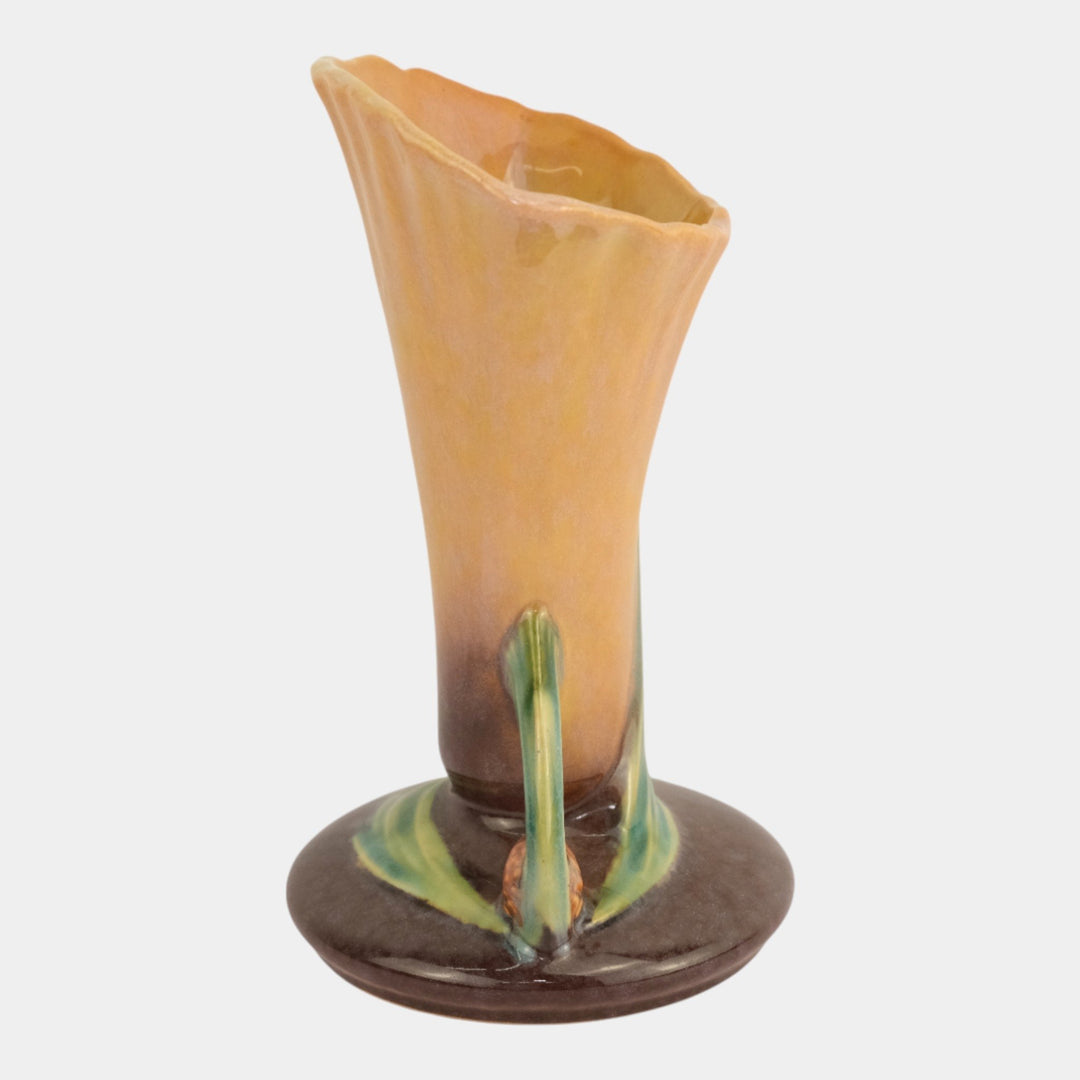 Roseville Wincraft Orange 1948 Mid Century Modern Pottery Pine Cone Vase 283-8